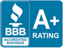 Logo featuring Emergency Restoration, a BBB (Better Business Bureau) accredited business with an A+ rating, displayed in a blue and white design with a torch icon.